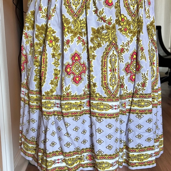 Anthropologie Maeve Echarpe Lilac A-Line Skirt - Paisley Pleated Accents 0 Petit - Picture 3 of 4